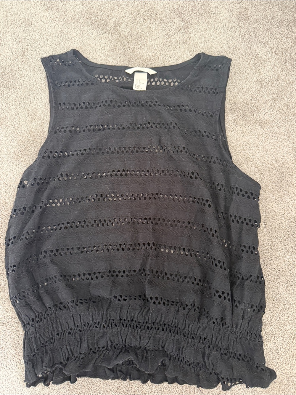 H&M Black Eyelet Sleeveless Tank Top